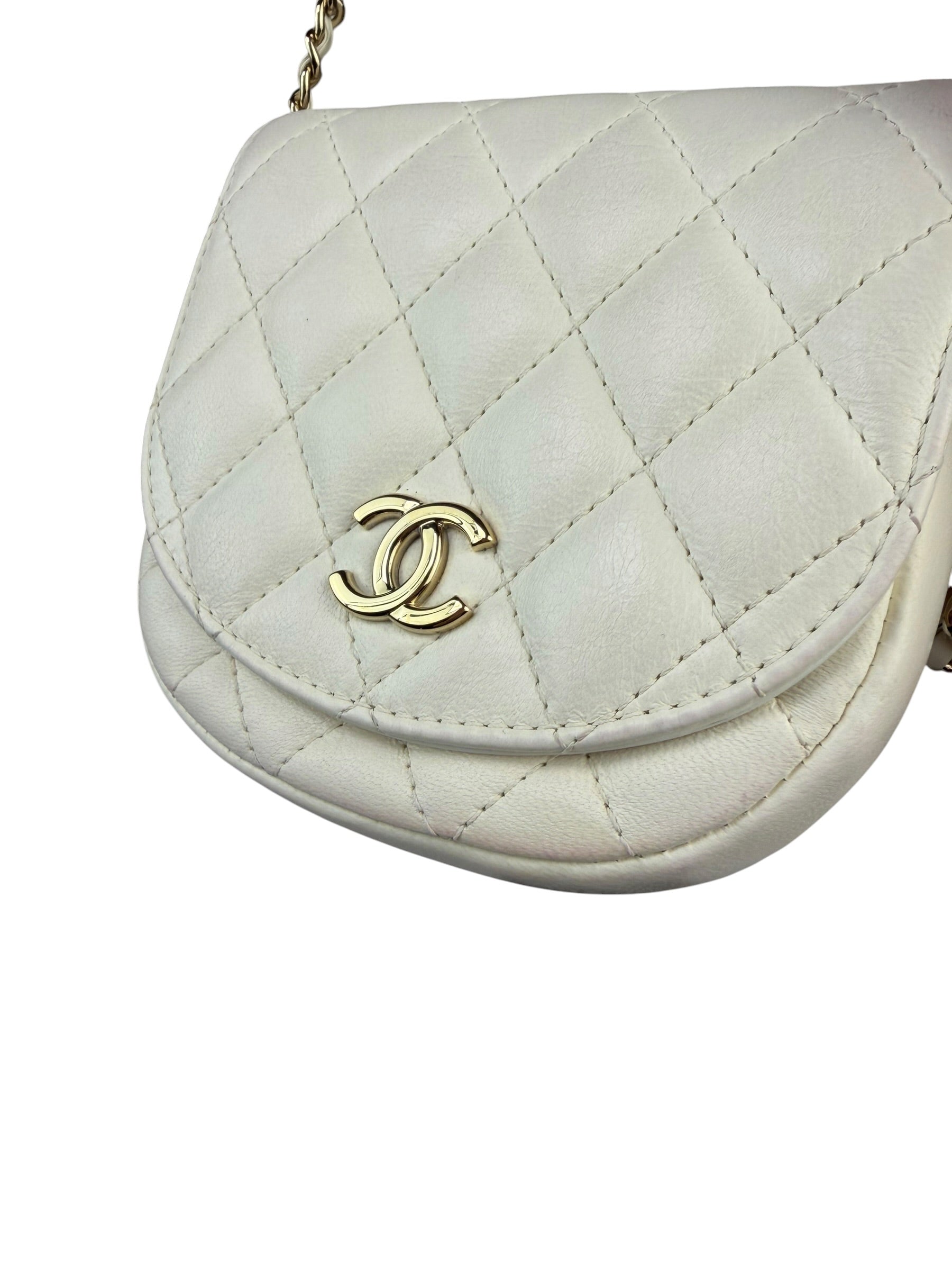 Chanel White Quilted Leather Side-Packs Dual Shoulder Bag 2019