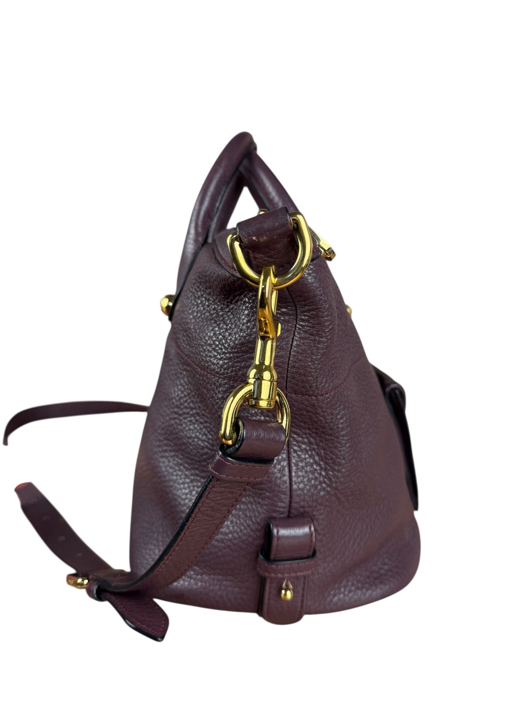 Loewe Purple Leather Ostrich Front 2Way Handbag