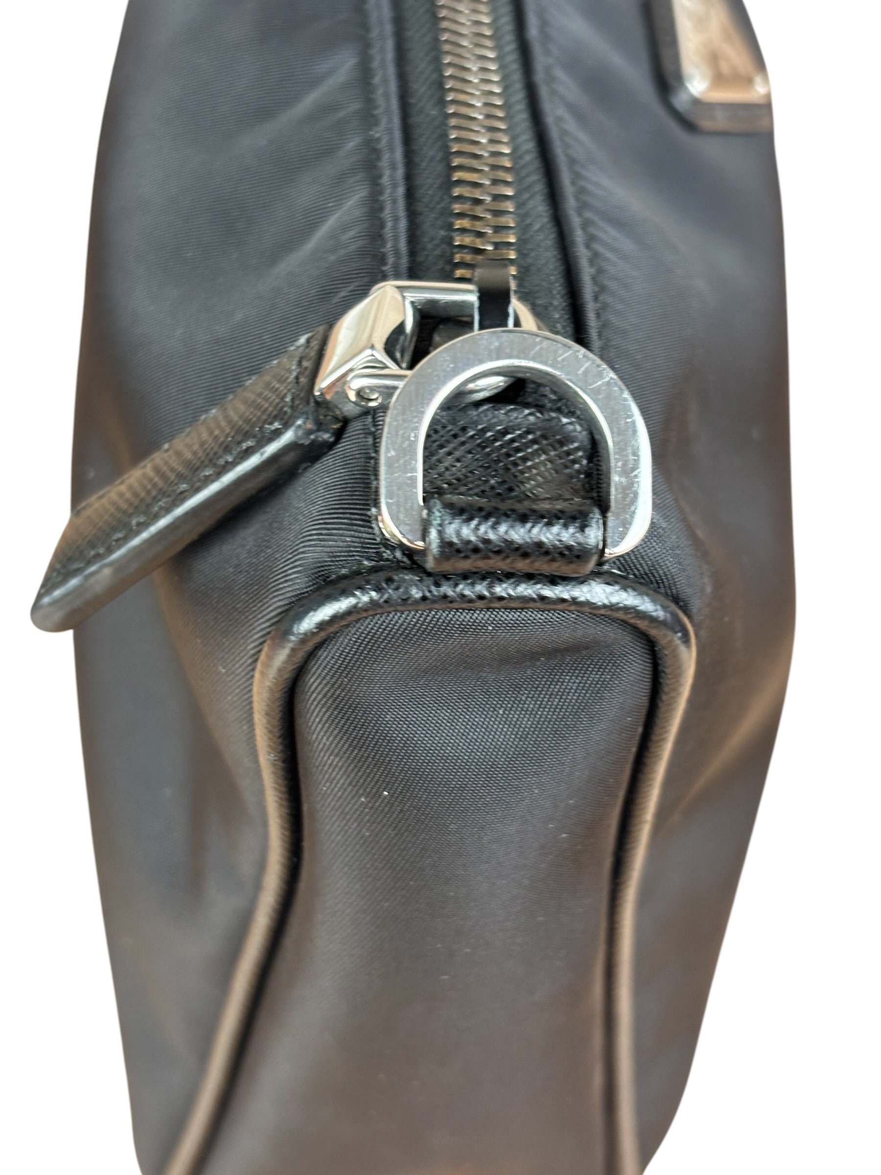 Prada Black Re-Nylon Saffiano Leather Crossbody Bag