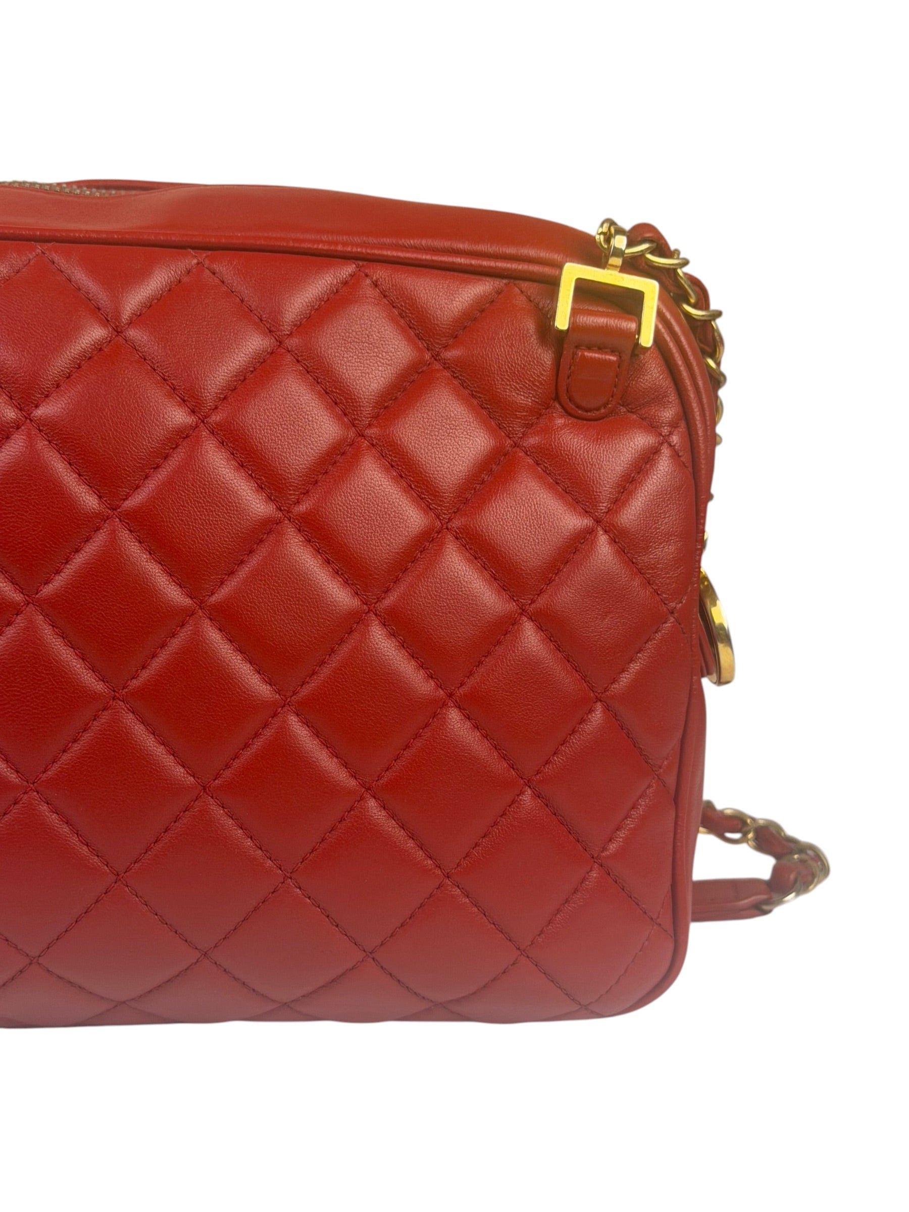 Chanel Red Quilted Leather Camera Bag 2012