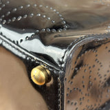 Chanel Black Patent Leather Perforated Camellia Tote Bag 2003