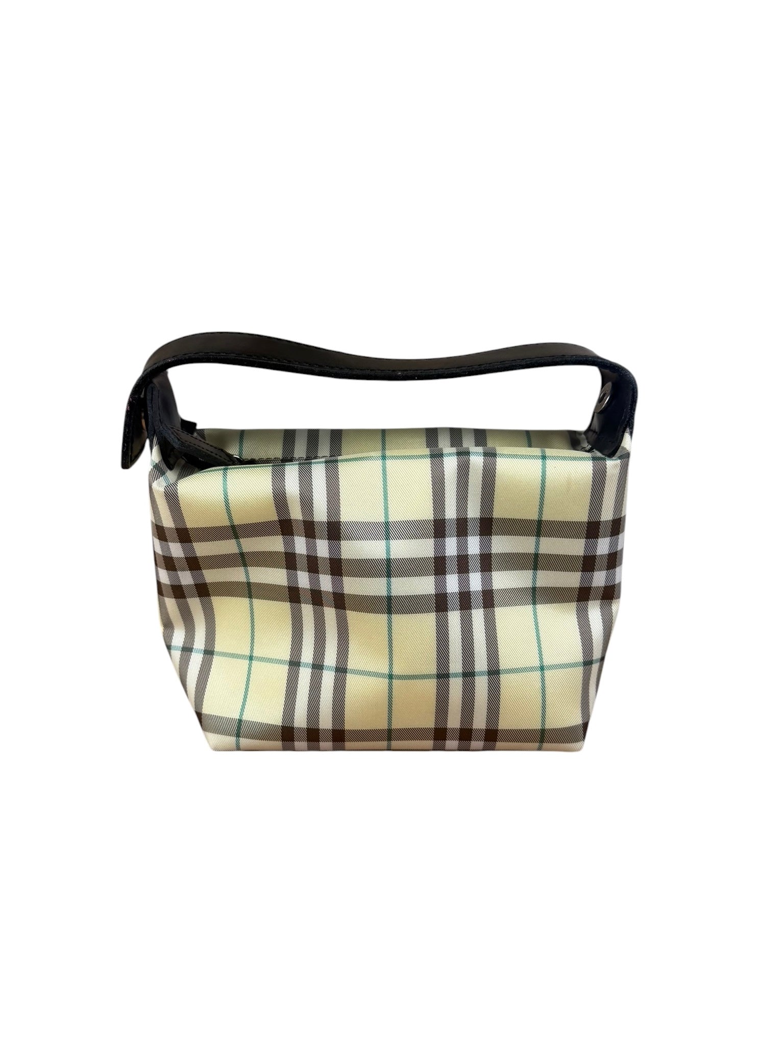 Burberry Multicolor Leather Trim House Check Top-Handle Pouch