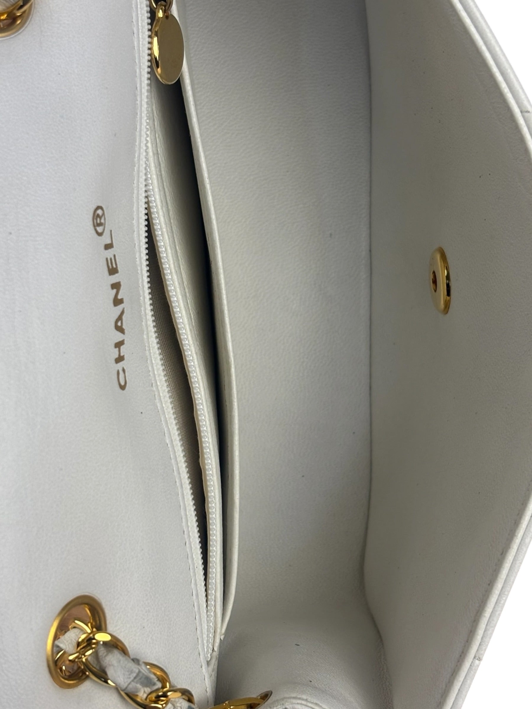 Chanel White Lambskin Diana Bijoux Flap 1992