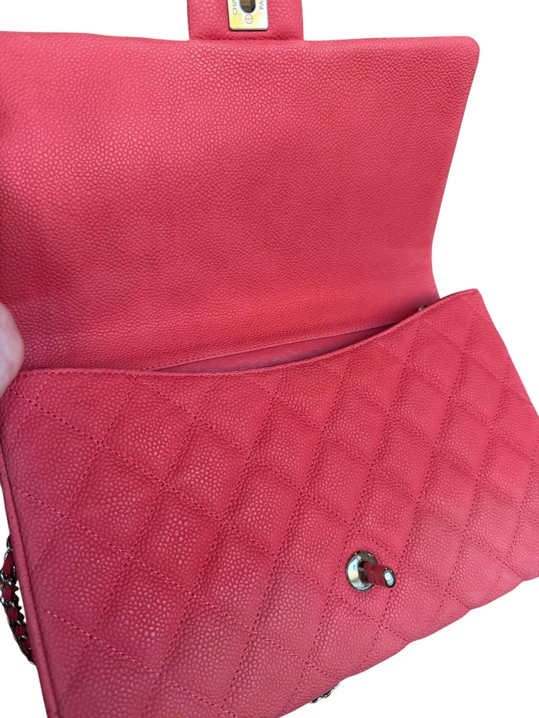 Chanel Coral Pink Matte Quilted Caviar Flap Shoulder Bag 2012