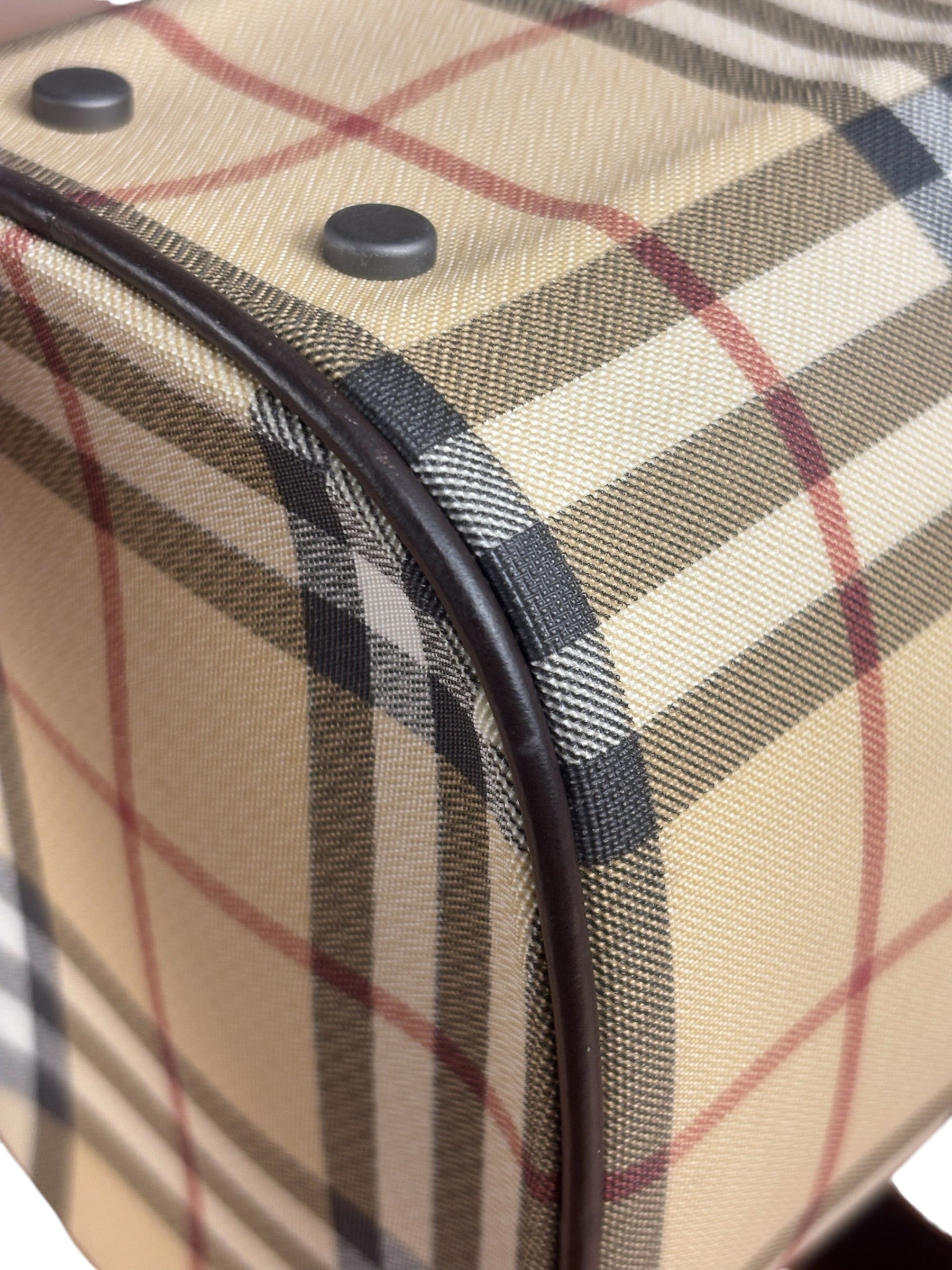 Burberry Leather Trim House Check Small Speedy Handbag