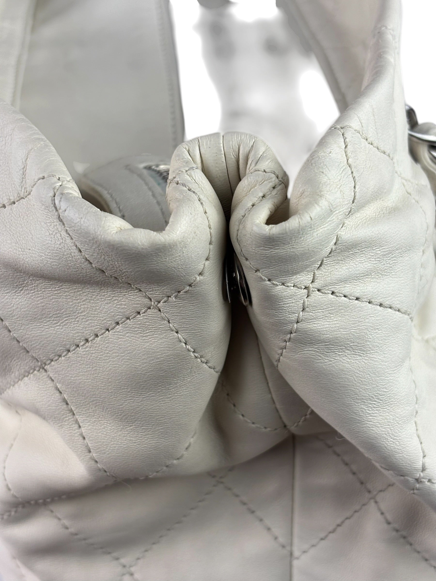 Chanel White Quilted Leather Gabrielle Shopping Tote 2010