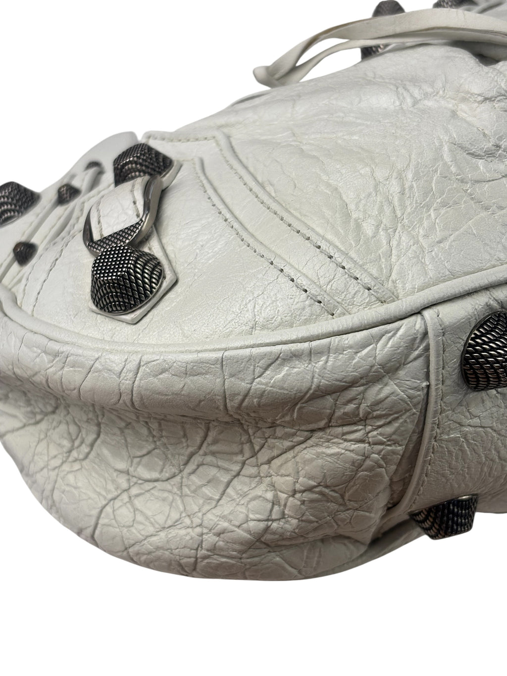 Balenciaga White Lambskin Le Cagole Shoulder Bag