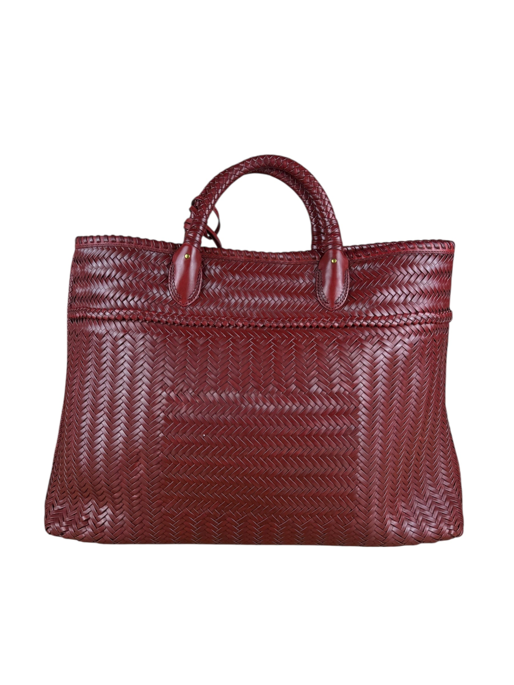Polo Ralph Lauren Red Woven Leather Tote