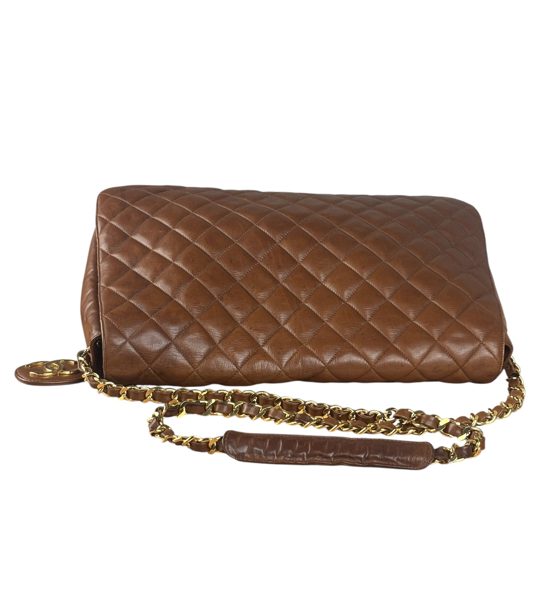 Chanel Brown Quilted Leather Flap Chain Messenger Bag
