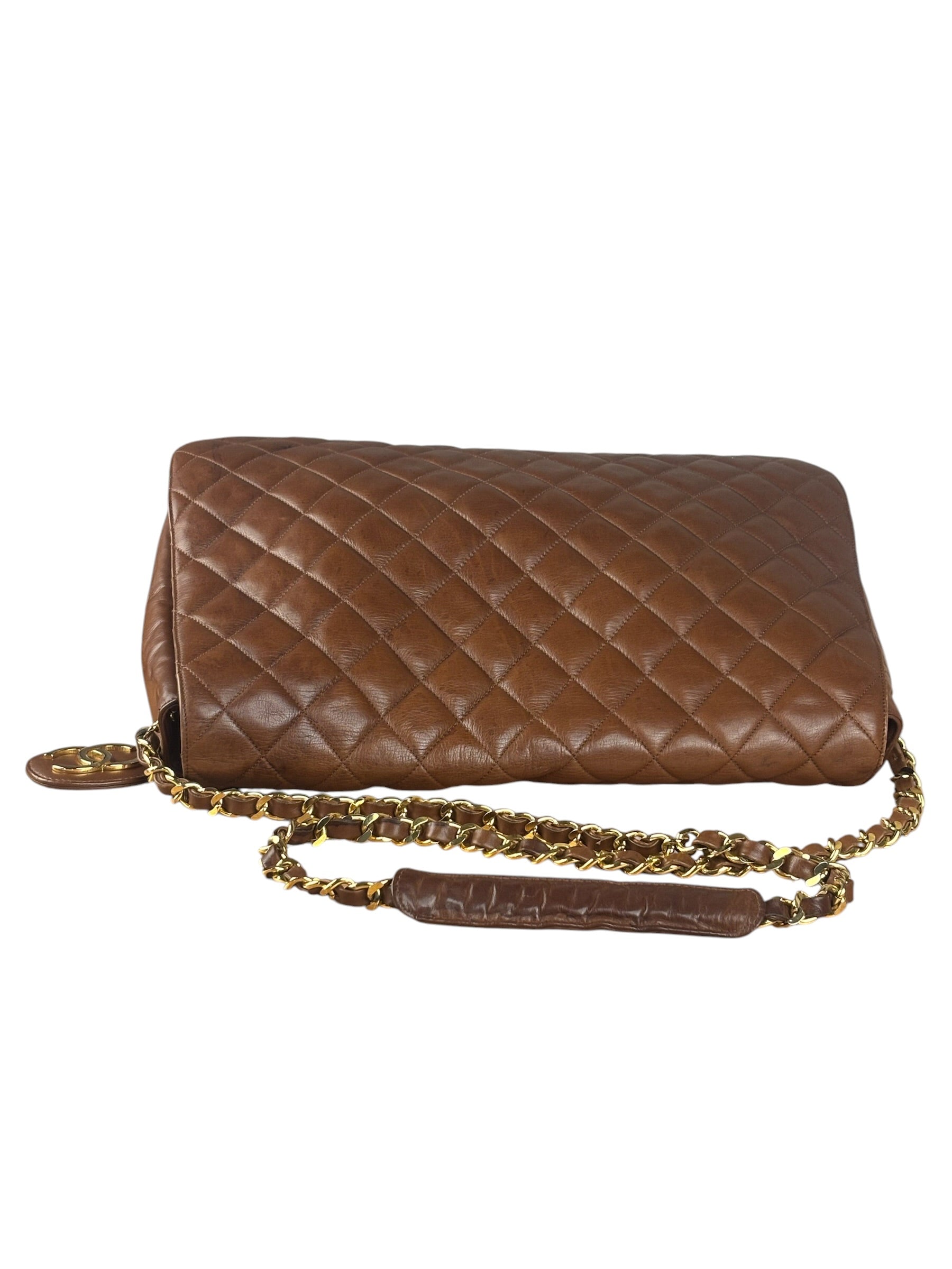 Chanel Brown Quilted Leather Flap Chain Messenger Bag