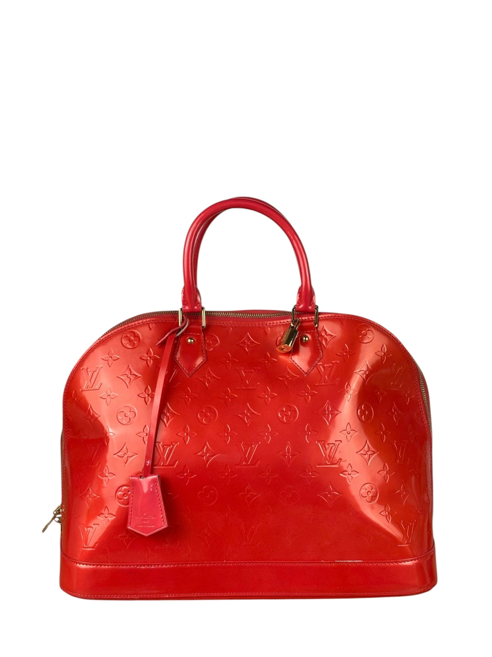 Louis Vuitton Apple Red Vernis Alma Handbag GM
