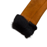 Armani Orange Suede Fur Lined Zip Up Jacket