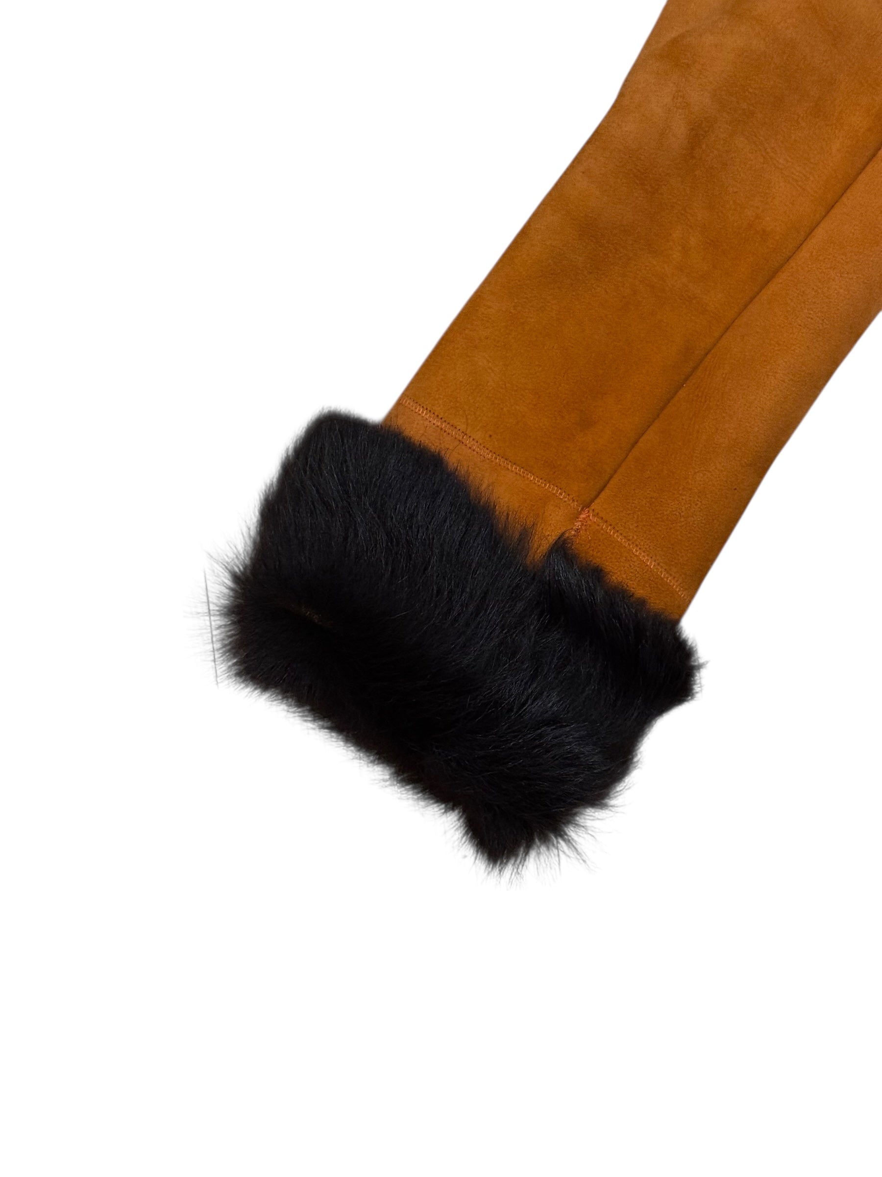 Armani Orange Suede Fur Lined Zip Up Jacket