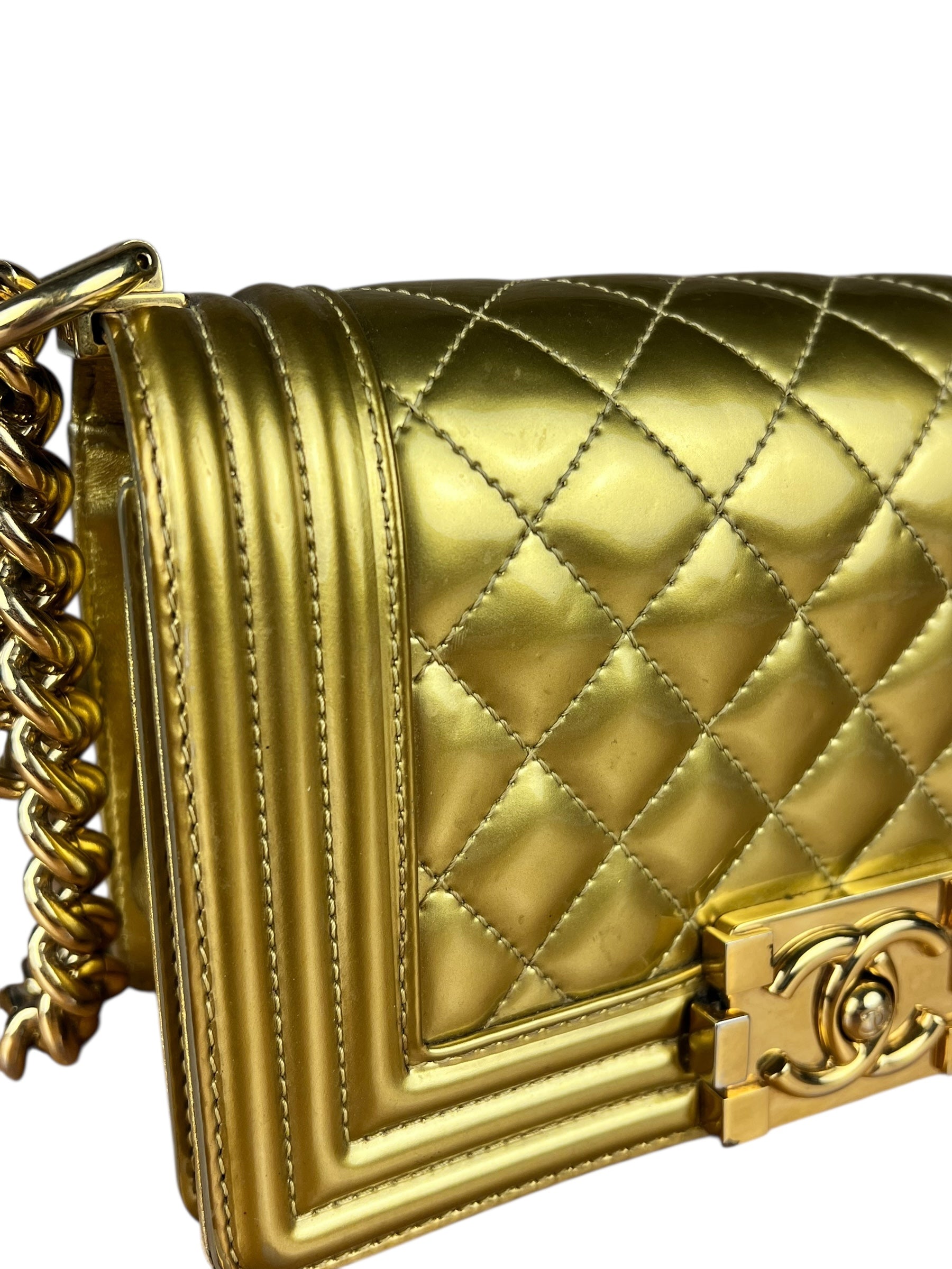Chanel Gold Metallic CC Boy Bag 2014