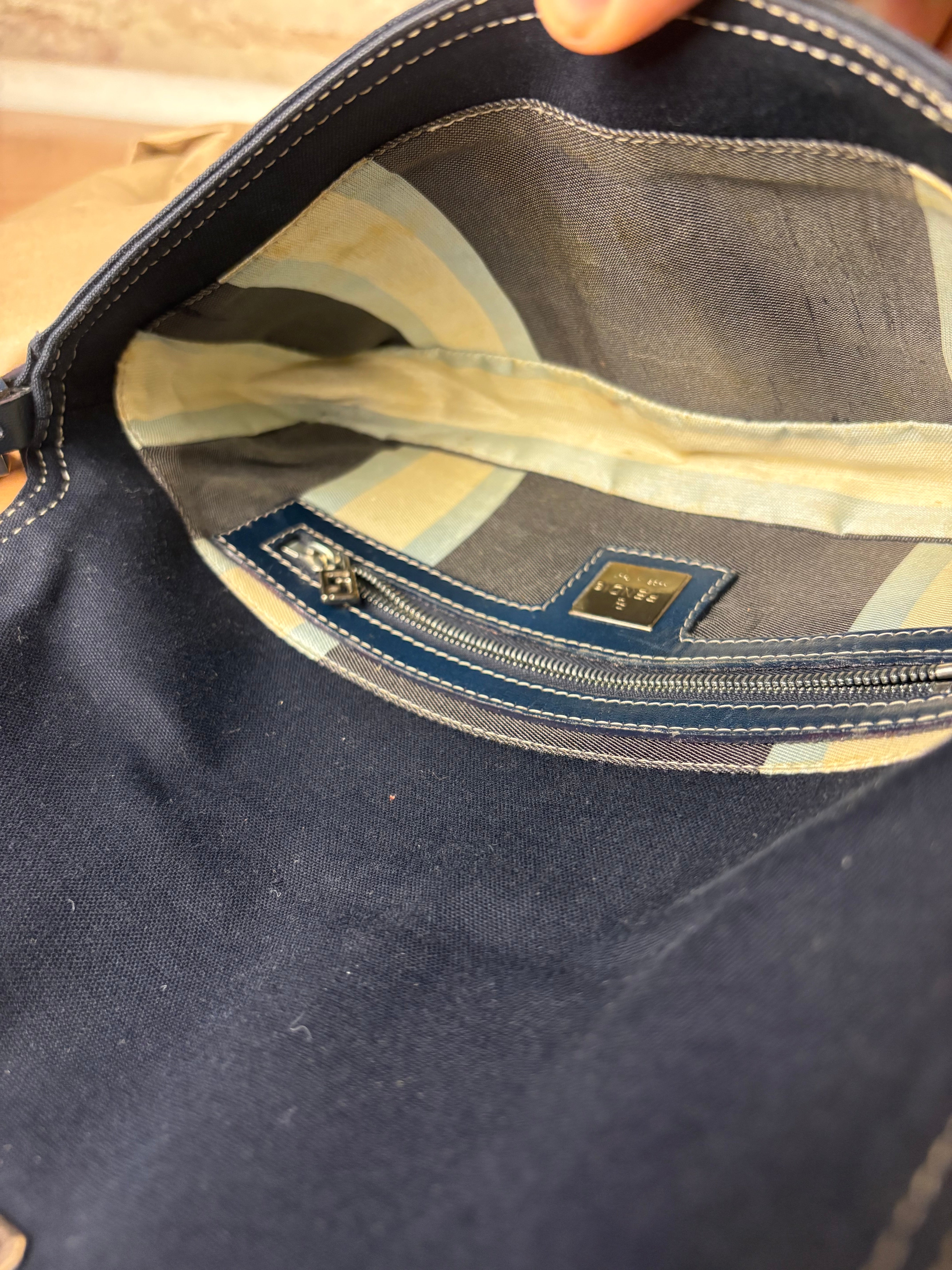 Fendi Denim Canvas Wave Buckle Pochette