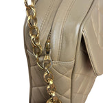 Chanel Tan Brown Quilted Leather Flap Chain Camera Bag