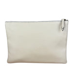Gucci Ivory Pebbled Leather Bee Zip Clutch Pouch