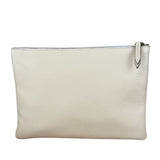Gucci Ivory Pebbled Leather Bee Zip Clutch Pouch