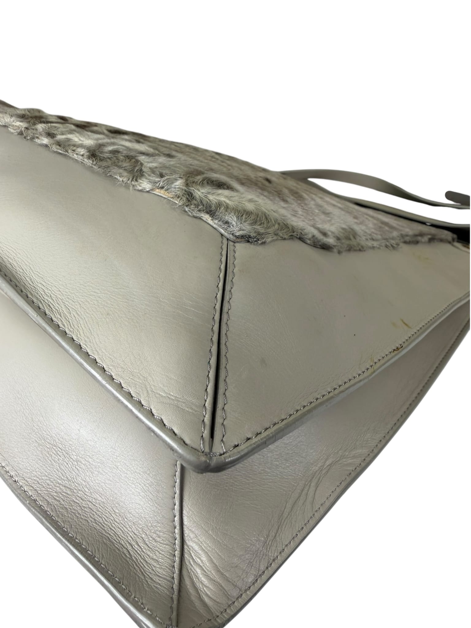 Jasonwu Grey Leather Lamb Fur Flap Tote