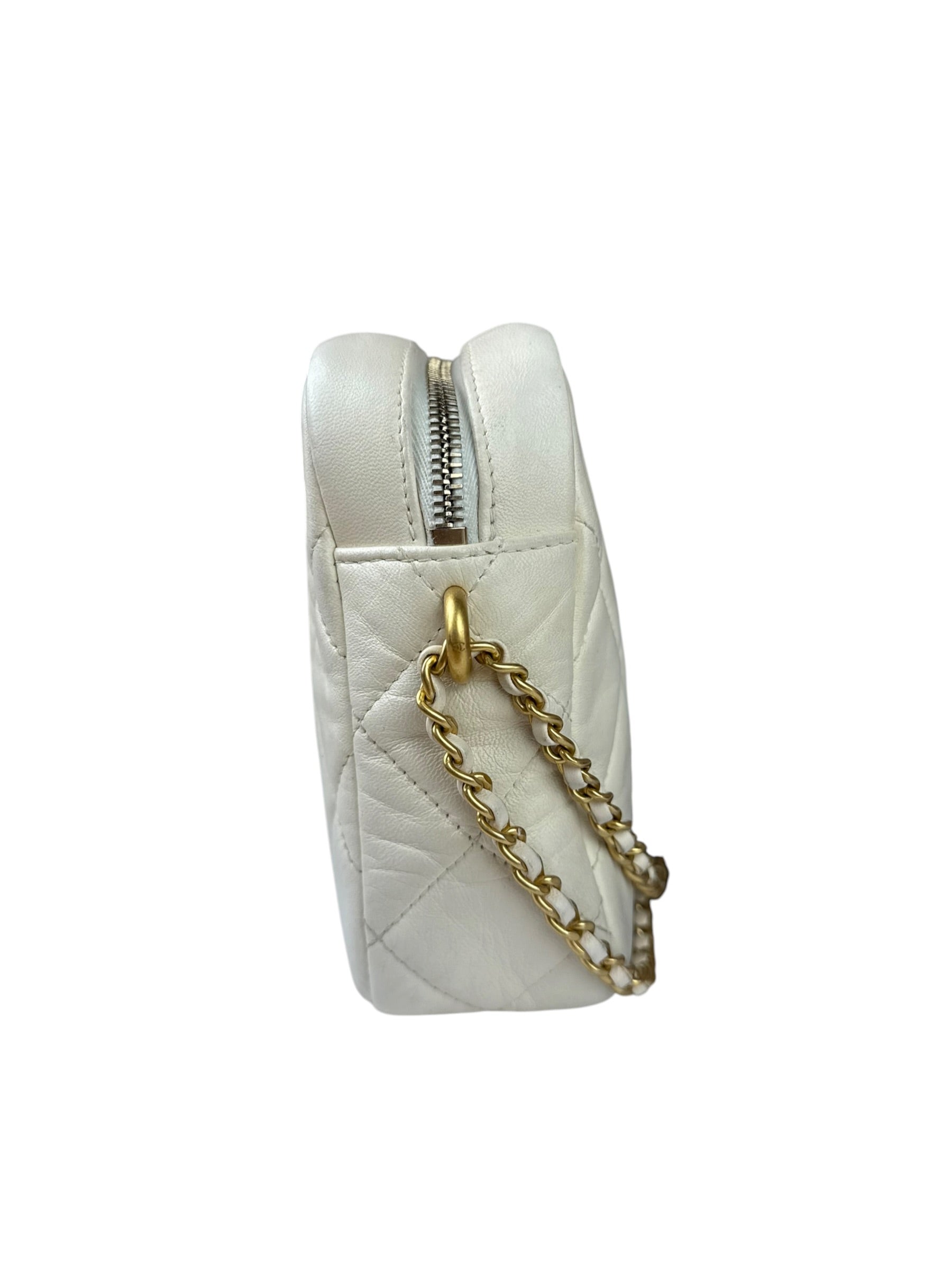 Chanel White Quilted Lambskin My Perfect Camera Bag Early 2020's