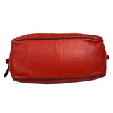 Bottega Veneta Red Lambskin/Lizard Intrecciato Shoulder Bag