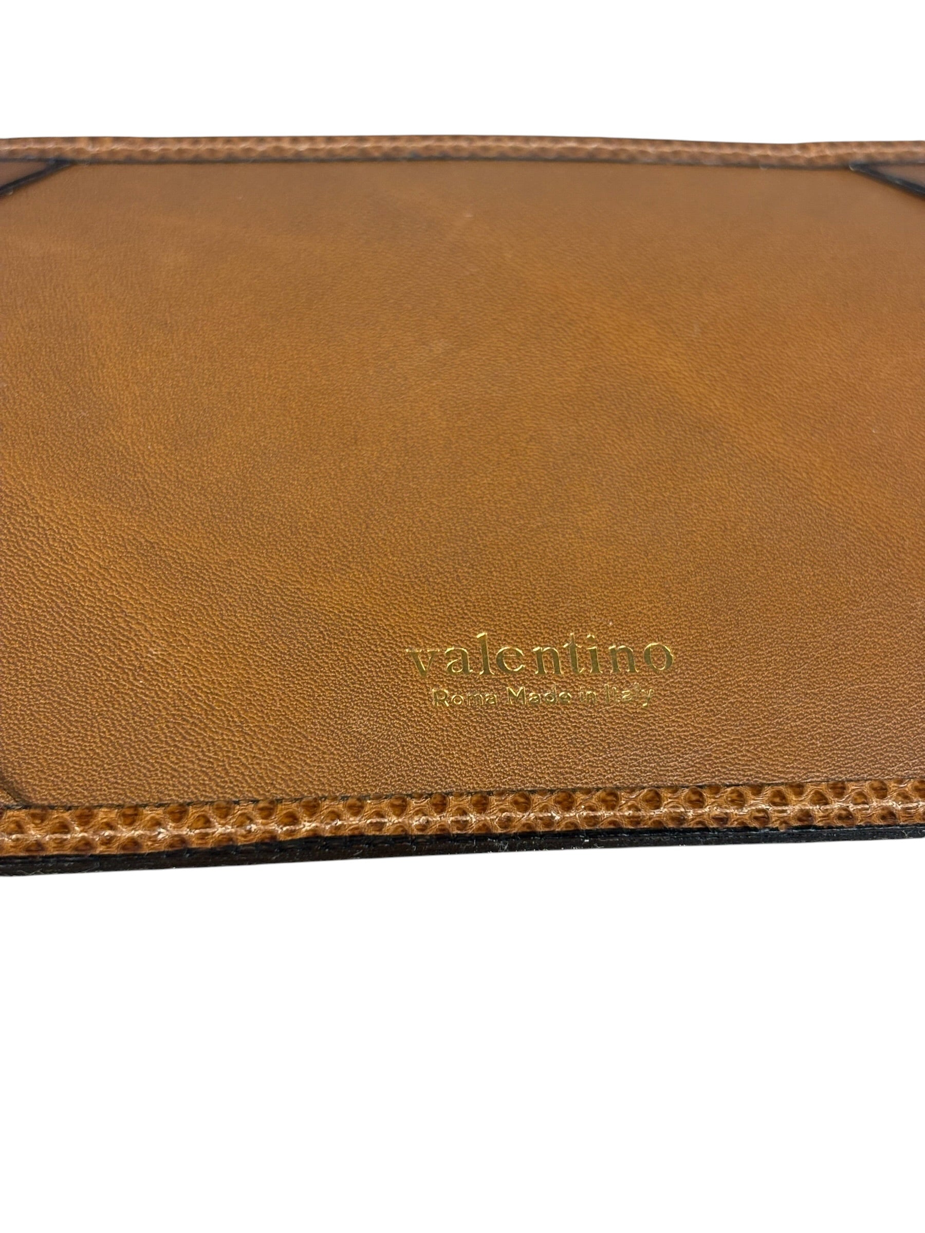 Valentino Brown Tan Leather Flat Pouch