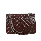 Chanel Burgundy Patent Leather Double Flap Maxi Jumbo Shoulder Bag