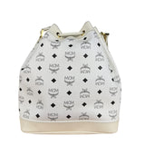 MCM Monogram White Bucket Shoulder Bag