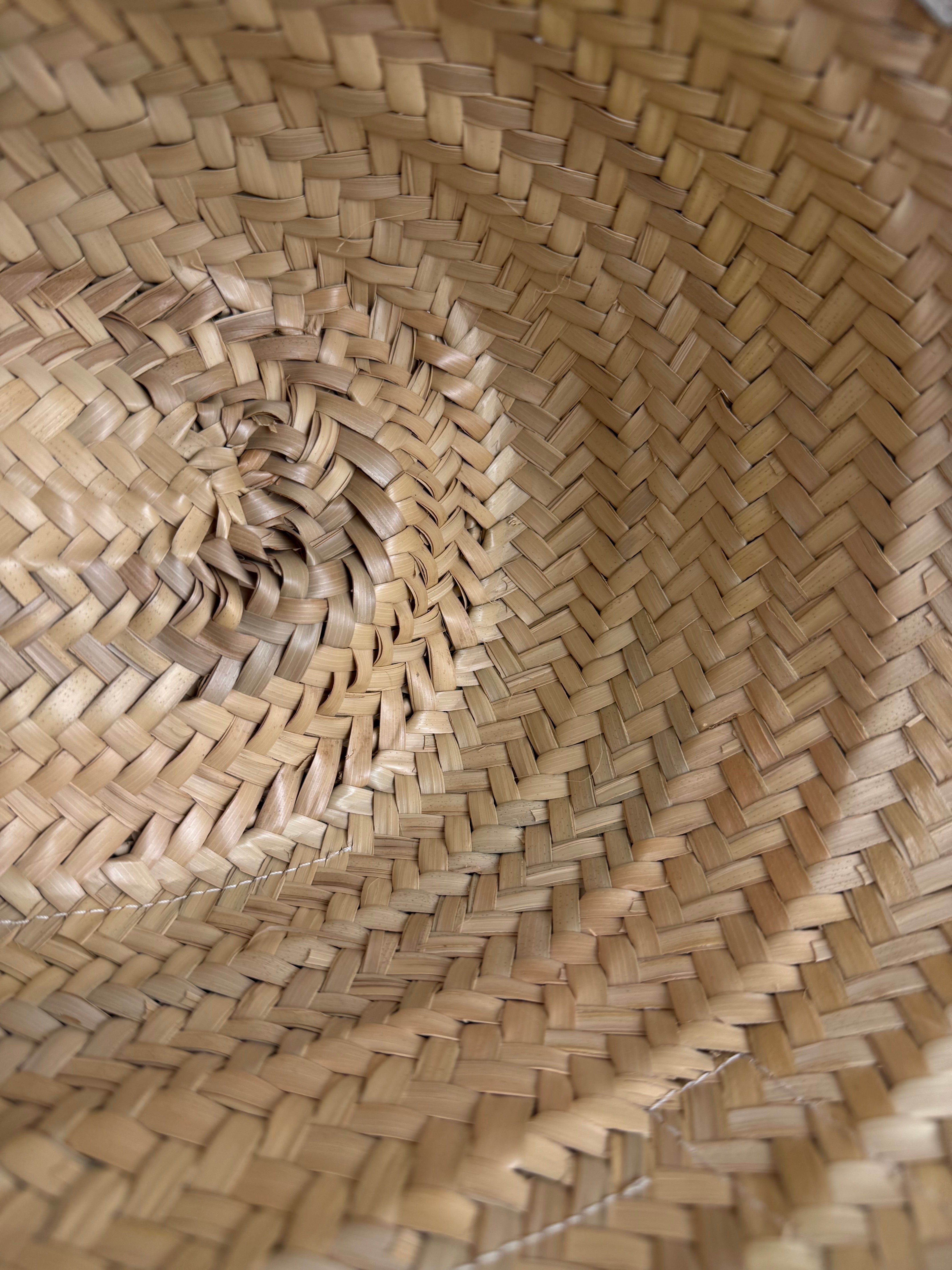 Loewe White Leather Raffia Basket Bag