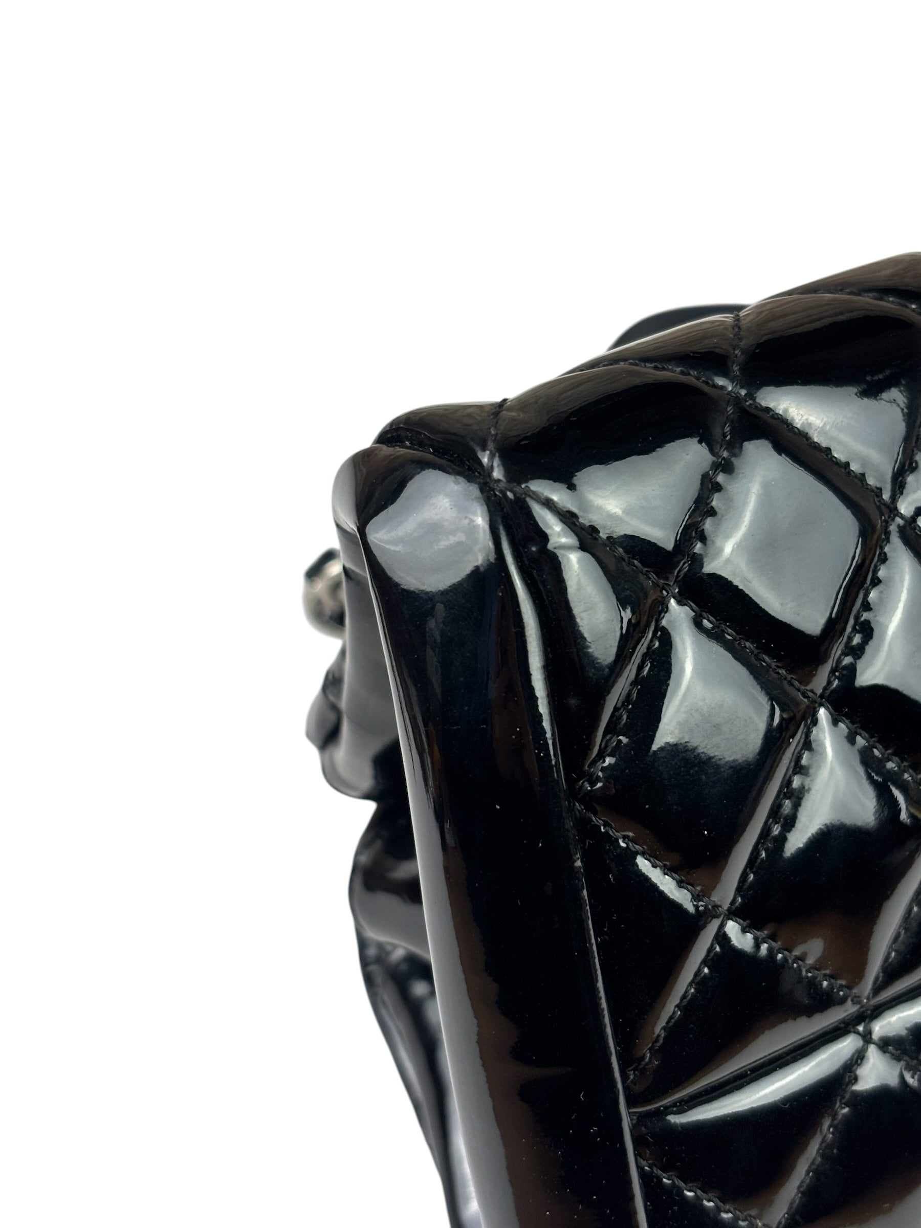 Chanel Black Patent Quilted Leather Just Mademoiselle Bowling Bag 2012