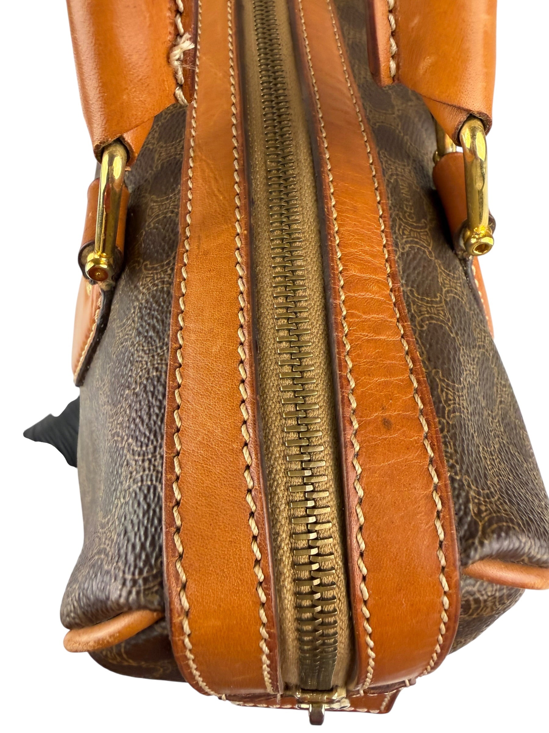 Celine Vintage Macadam Canvas Boston Bag