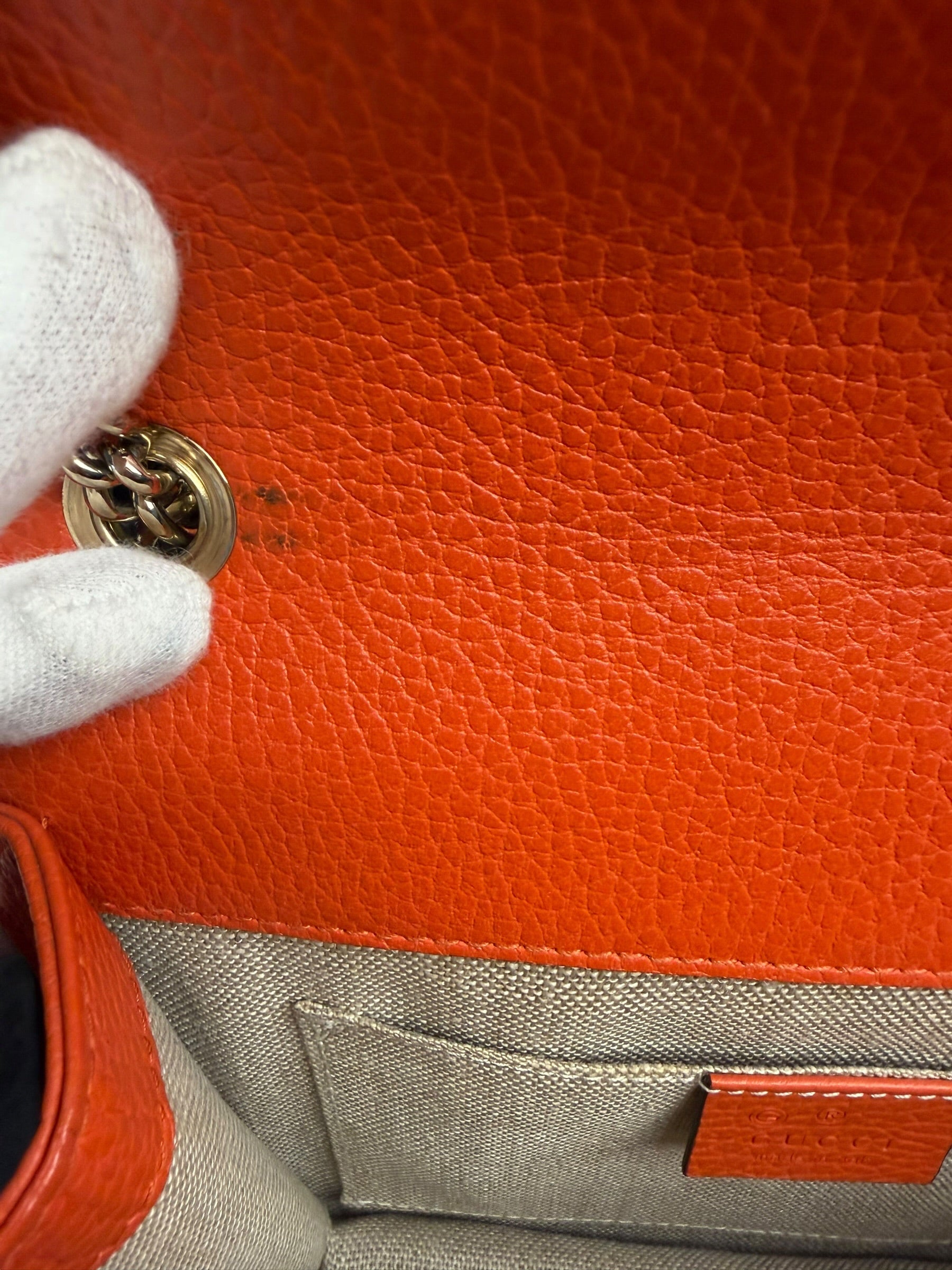 Gucci Orange Leather Small Dollar Interlocking G Shoulder Bag