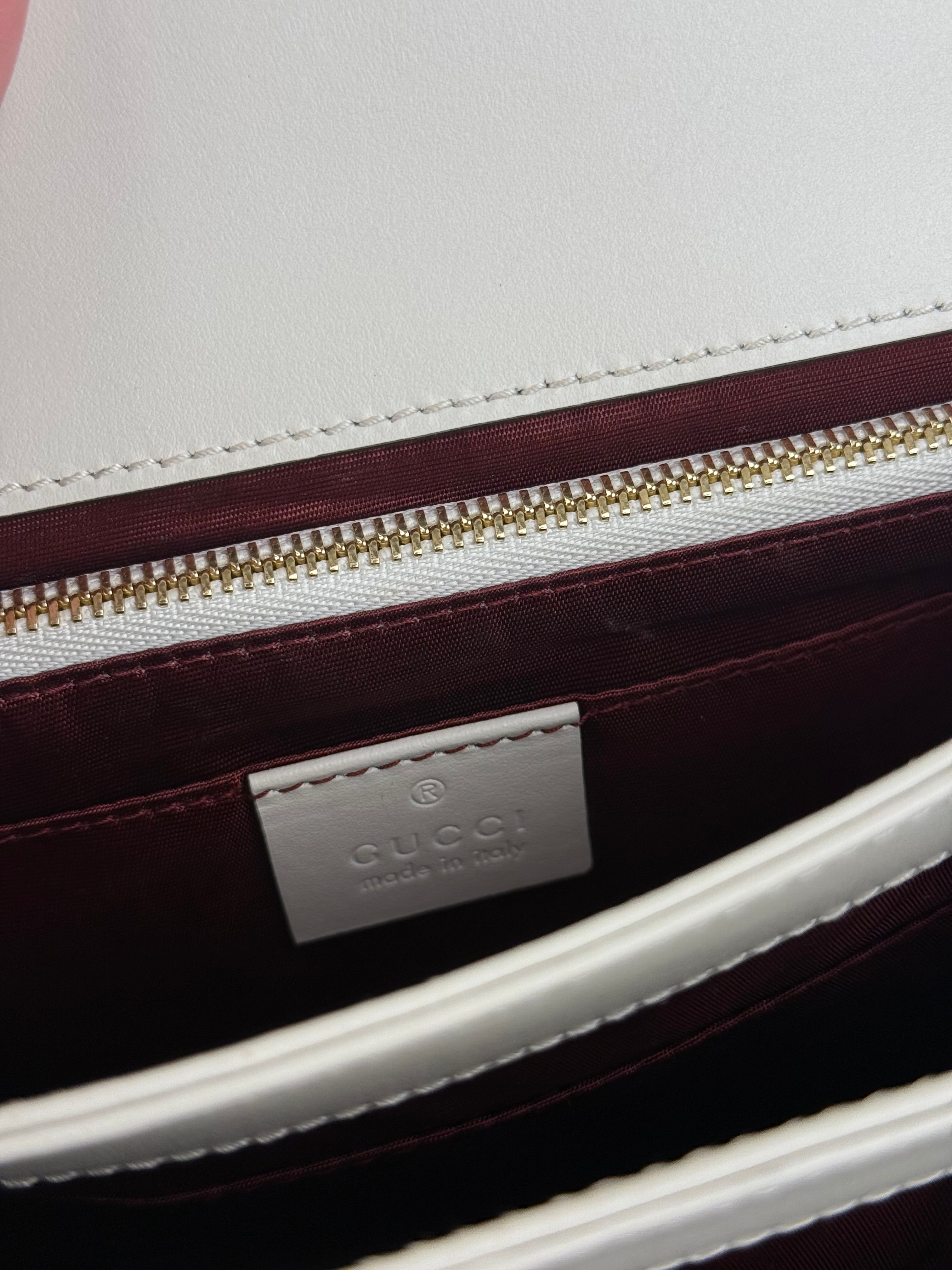 Gucci Ivory Leather Zumi Two-Tone GG Crossbody Bag
