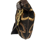 Gucci Black/Brown Leather Trim Half-Moon Hobo Bag