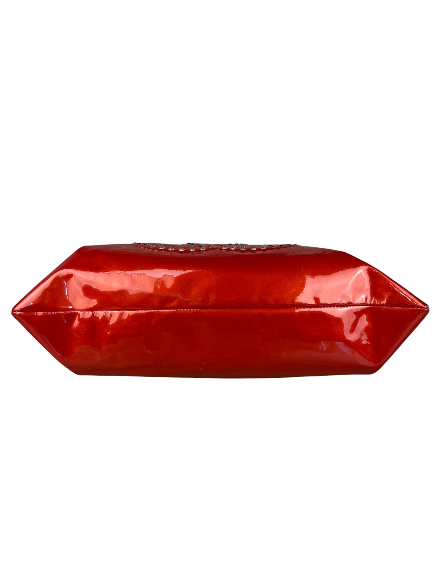 Chanel Red Patent CC Crystal Bon Bon Chain Tote