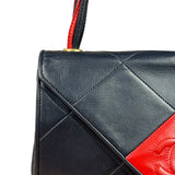 Chanel Vintage Navy/Red Quilted Leather Flap Bag 1989