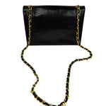 Chanel Black Lizard Leather Envelope Flap Bag 1986