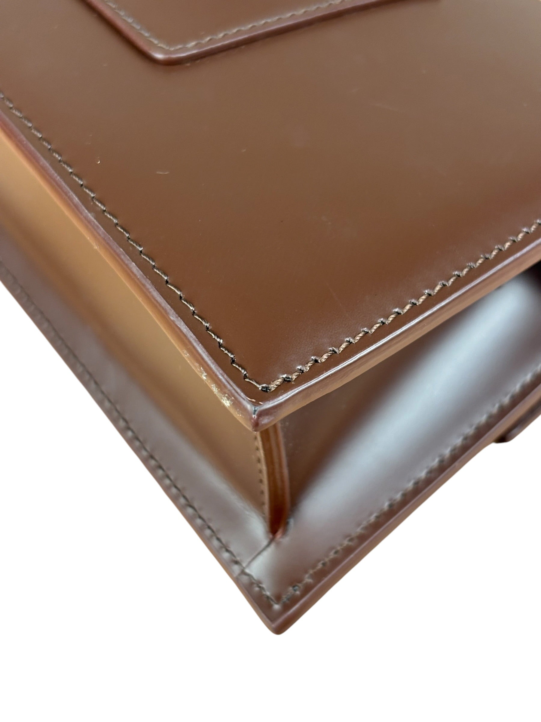 Jacquemus Dark Brown Leather Le Bambino Shoulder Bag