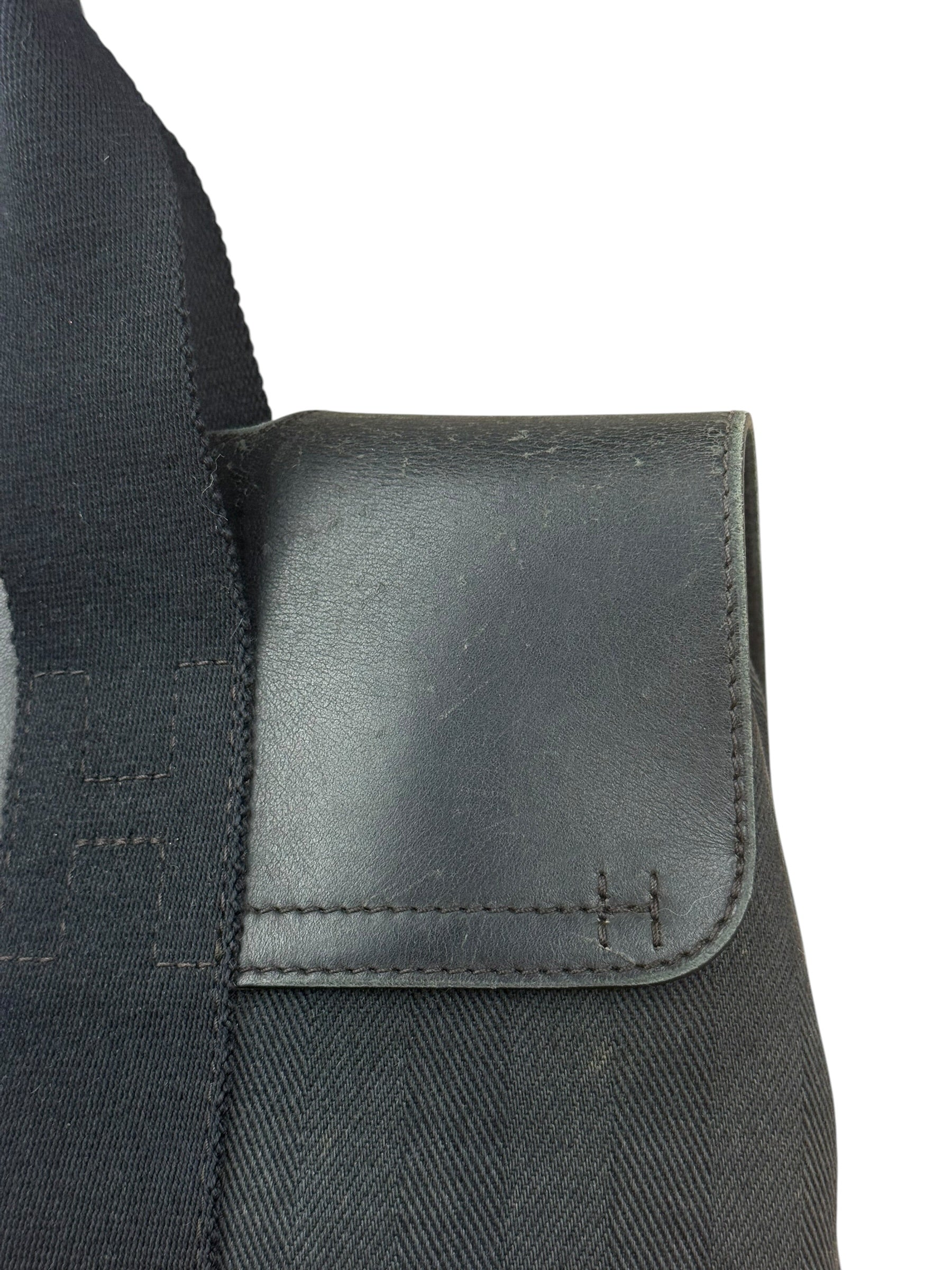 Hermes Black Canvas Leather Valparaiso Handbag