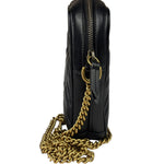 Gucci Black Leather Vertical Marmont Phone Crossbody Bag
