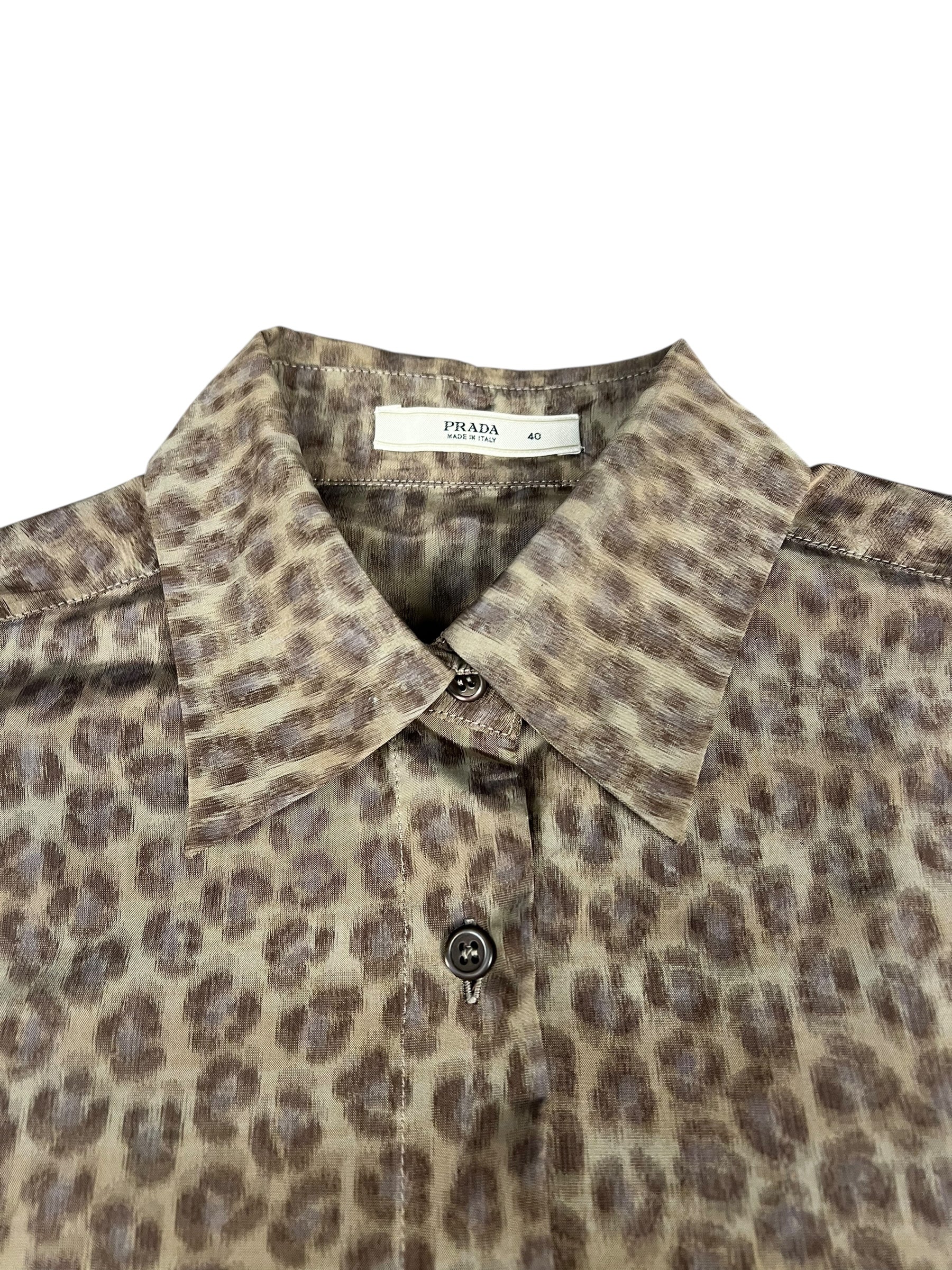 Prada Muted Cheetah Print Button Down Top
