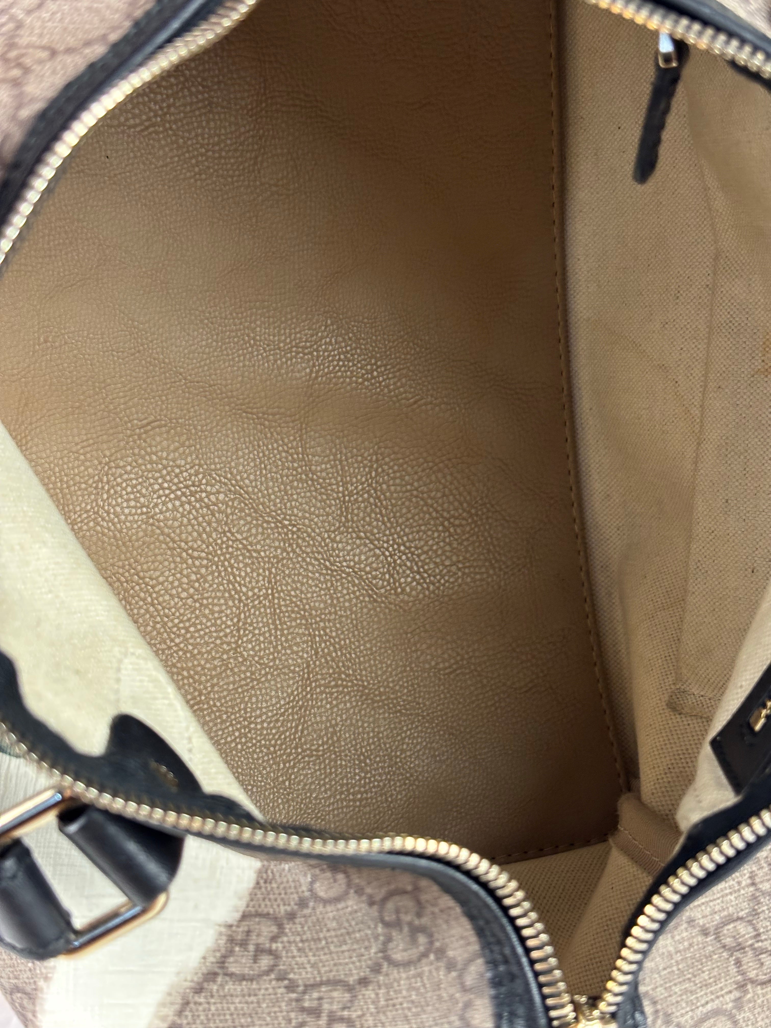 Gucci Beige Leather Gg Supreme Italian Flag Joy Boston Bag