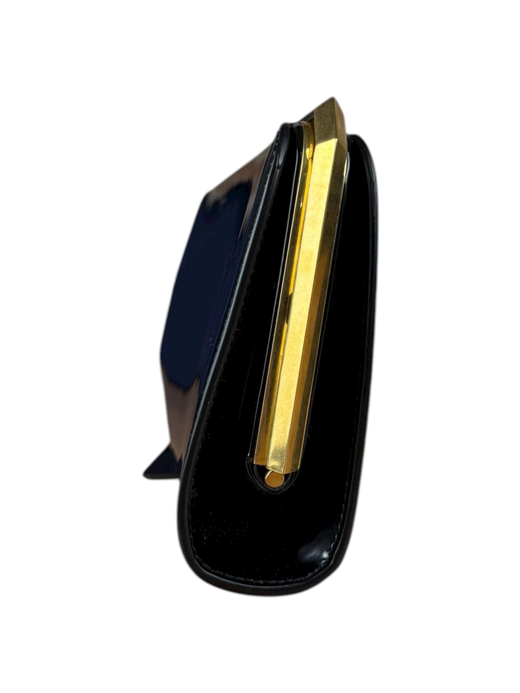 Saint Laurent Black Patent Date Charnière Minaudière Clutch