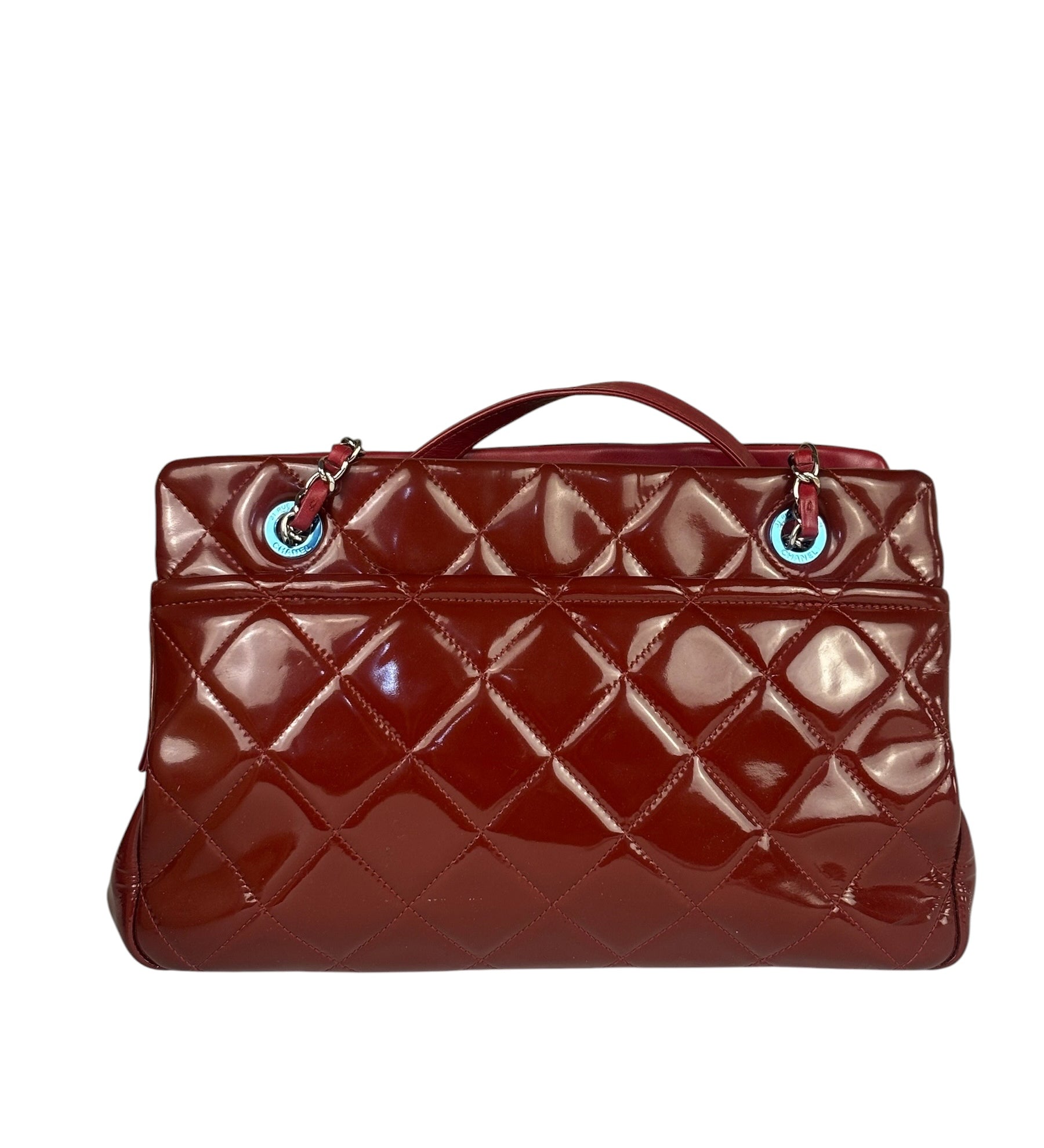 Chanel Red Patent Leather Chain Shoulder Bag 2012