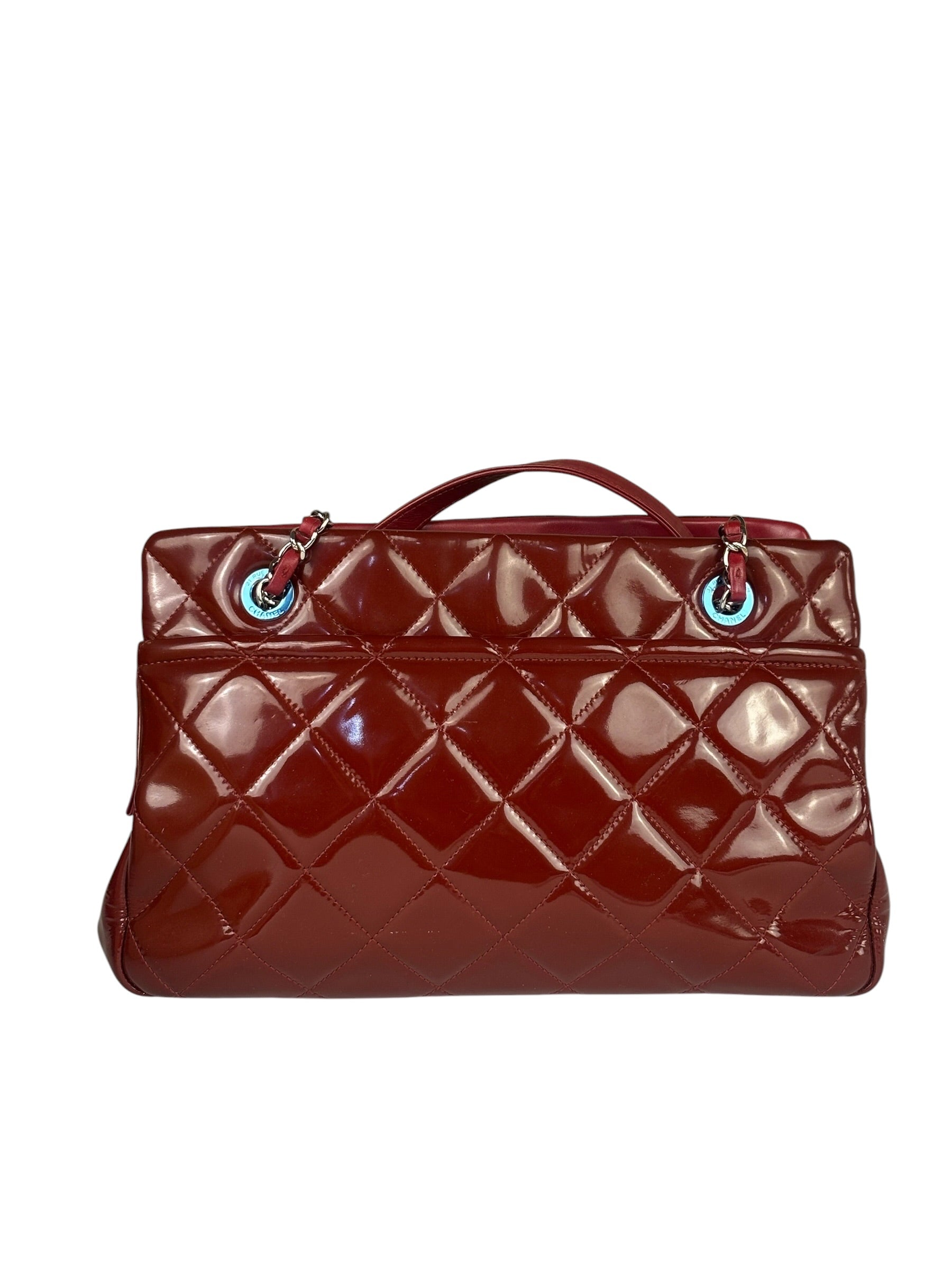 Chanel Red Patent Leather Chain Shoulder Bag 2012