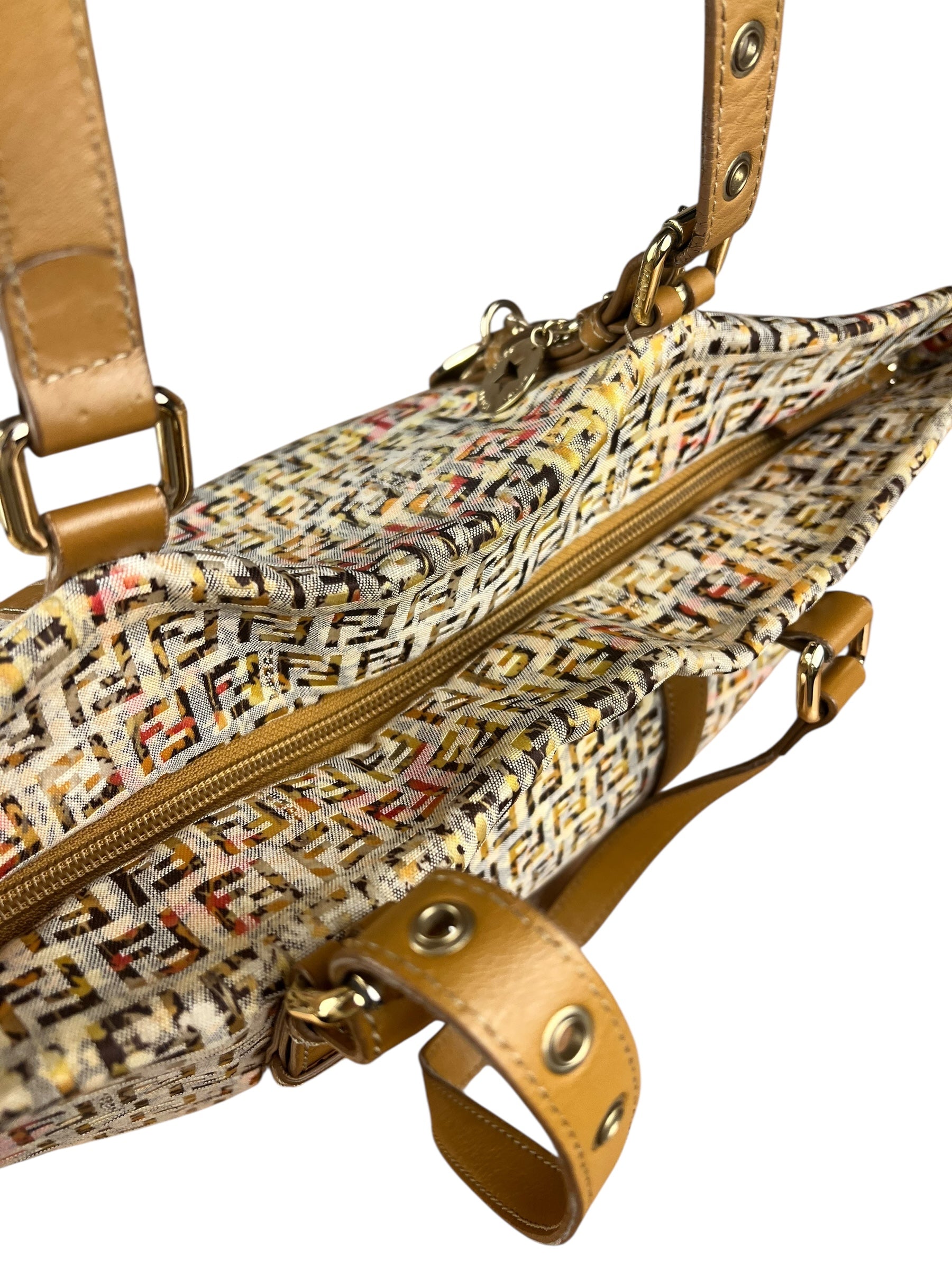 Fendi FF Floral Zucchino Shoulder Tote