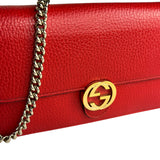 Gucci Red Leather GG Wallet on Chain Bag