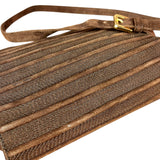 Loewe Vintage Striped Brown Suede Crossbody
