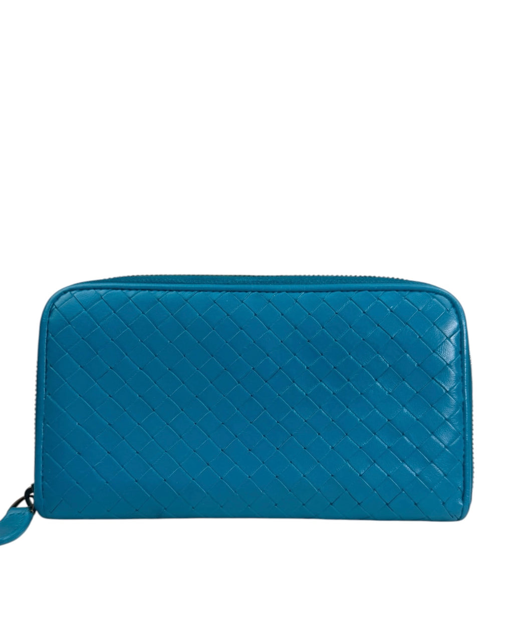 Bottega Veneta Blue Intrecciato Zip Around Long Wallet