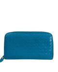 Bottega Veneta Blue Intrecciato Zip Around Long Wallet
